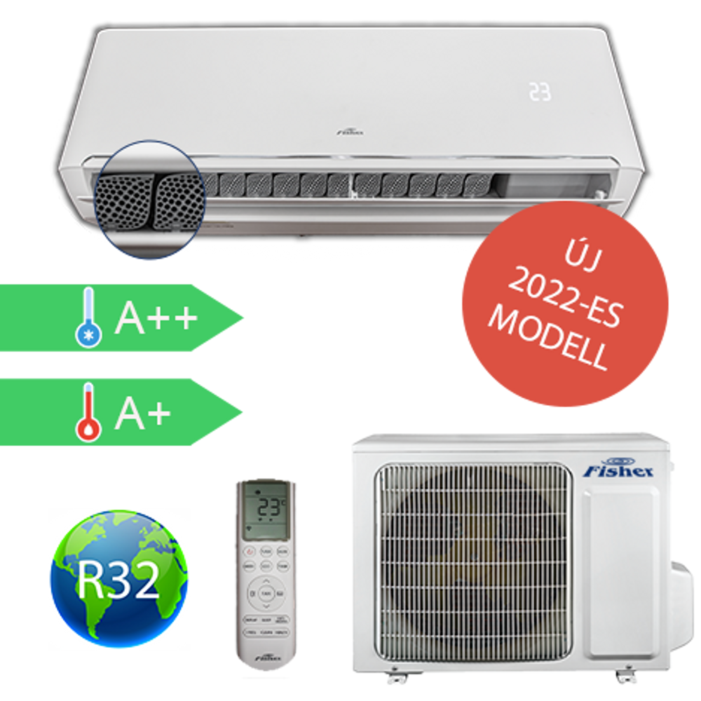 FISHER FSAI-SU-185FE3 (kültéri + beltéri egység) Oldalfali split klíma 5,1 kW,Hősz, Inverter , R32, WIFI csatlakozás