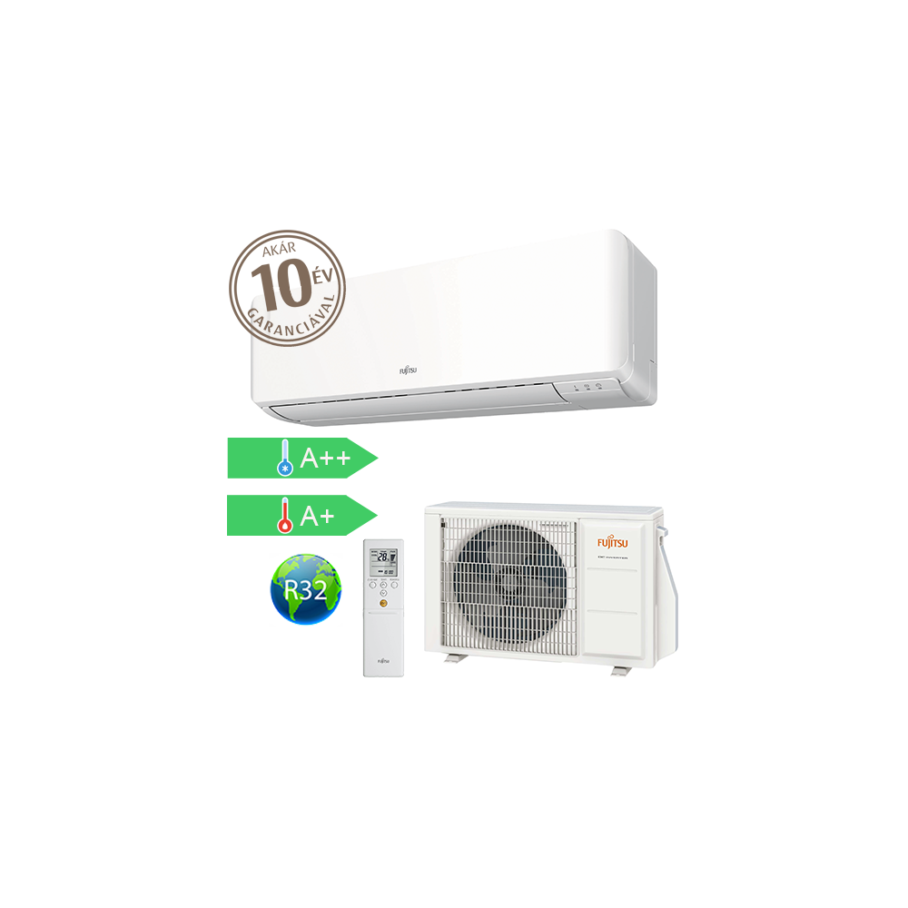 FUJITSU Standard KM ASYG18KMTE/AOYG18KMTA (kültéri + beltéri egység) Oldalfali split klíma 5,2 kW Hősz. Inver. R32